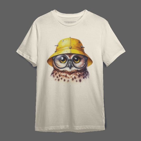 Cute Owl With Yellow Hat Graphic T-Shirt