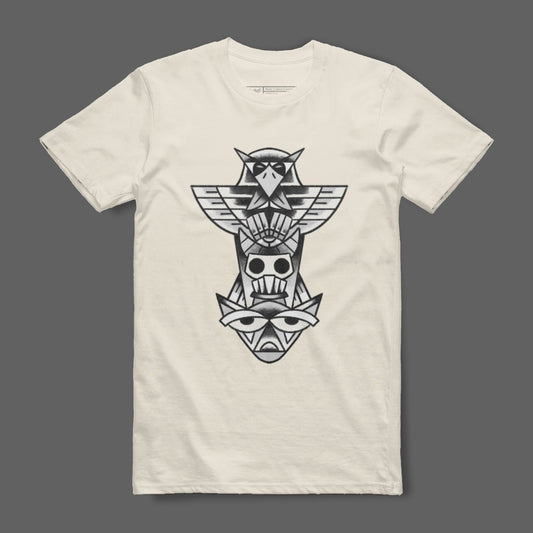 Owl Totem Poles Design White Graphic T-Shirt