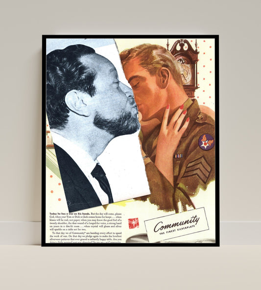 Vintage Romantic Couple Art Print With War Theme Product