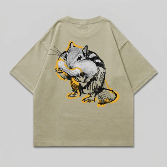 Chipmunk Holding Food Yellow Sketch Graphic T-Shirt product type