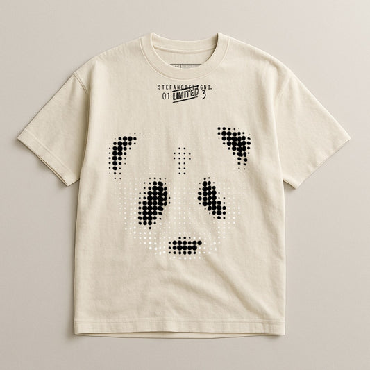 Graphic Panda Face White Short Sleeve T-shirt