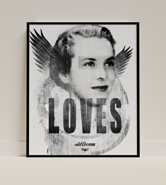 Loves Old Cream Portrait with Wings Poster Art Print