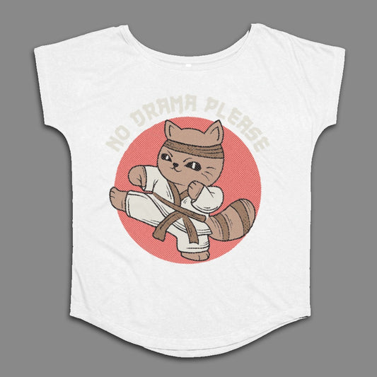 No Drama Please Karate Cat Graphic T-shirt