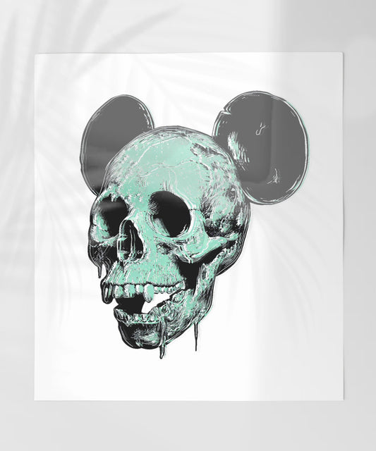 Creepy Skull with Mouse Ears Unique Art Print