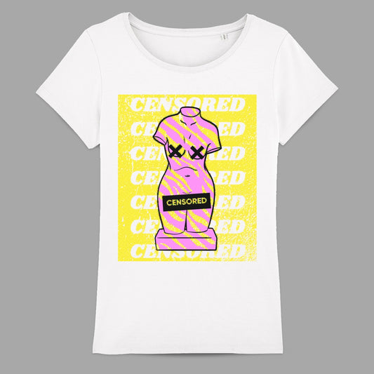 Censored Graphic Print Pink and Yellow T-shirt