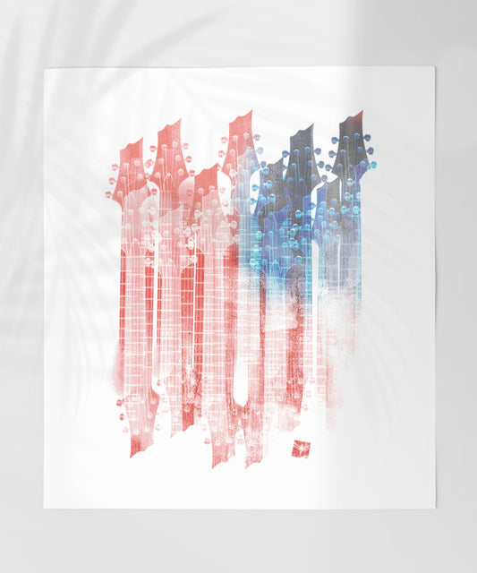 Colorful Artistic Guitar Headstocks Wall Art Poster