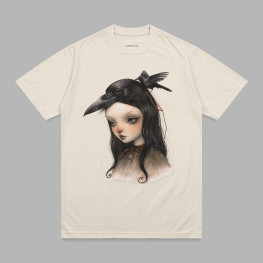 Mystical Girl Raven Crown Dark Bird Accent T-Shirt product type