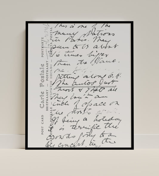 Vintage French Handwritten Postcard Art Print Product