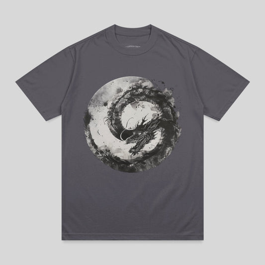 Ink Wash Style Dragon Coil Artwork Dark Grey product type