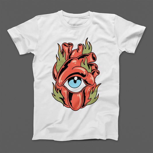Eye and Heart Graphic Illustration T-shirt Product