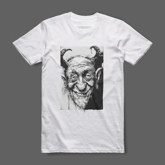 Creepy Smiling Horned Old Man Artwork T-shirt