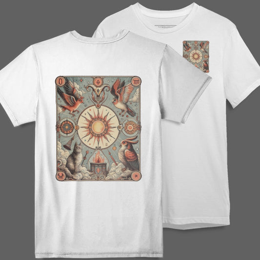 Mystical Sun and Animals Design T-Shirt
