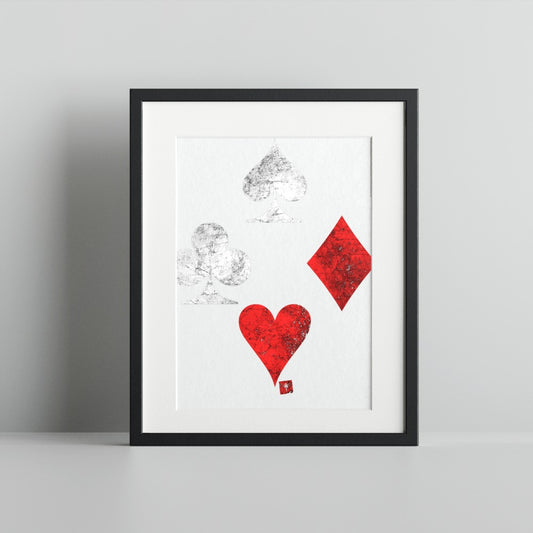 Vintage Playing Card Suit Symbols Print Wall Art Decor