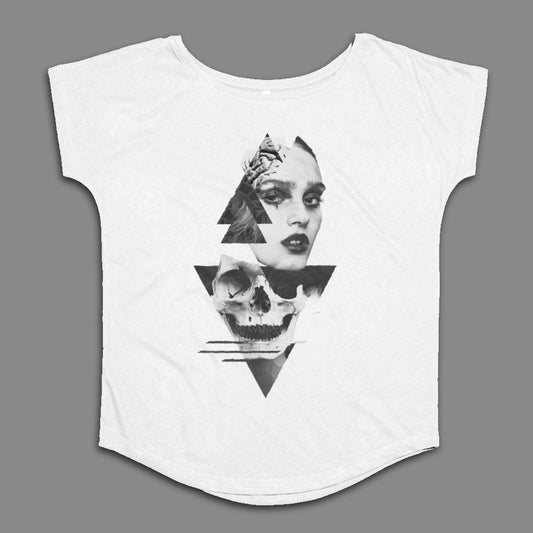 Edgy Artistic Skull and Woman Graphic Print Shirt