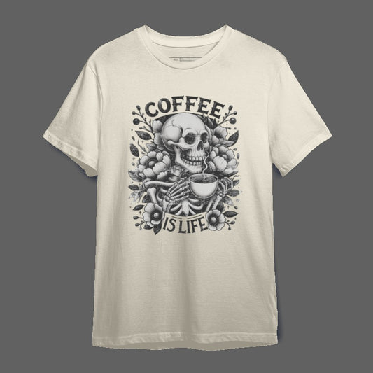 Coffee is Life Skeleton Graphic T-Shirt