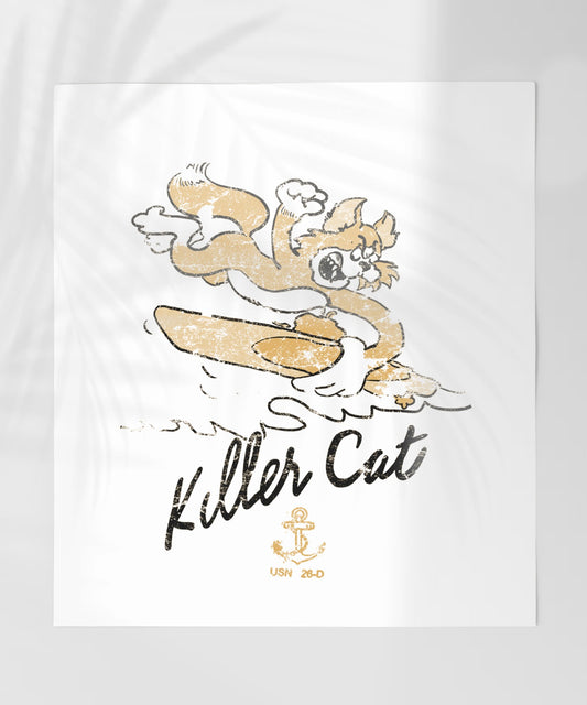 Killer Cat USN 26-D Cartoon Illustration Poster