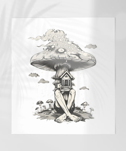 Creative Mushroom House Art Print Mysterious Design