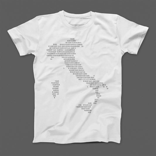 Code Pattern Design White Round Neck T-Shirt
