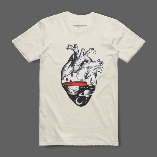 Artistic Heart and Space Graphic T-Shirt