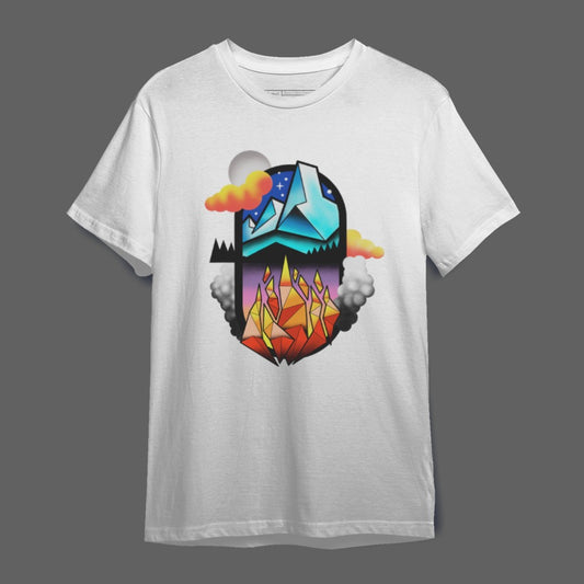 Colorful Graphic Art Scenic Printed T-Shirt