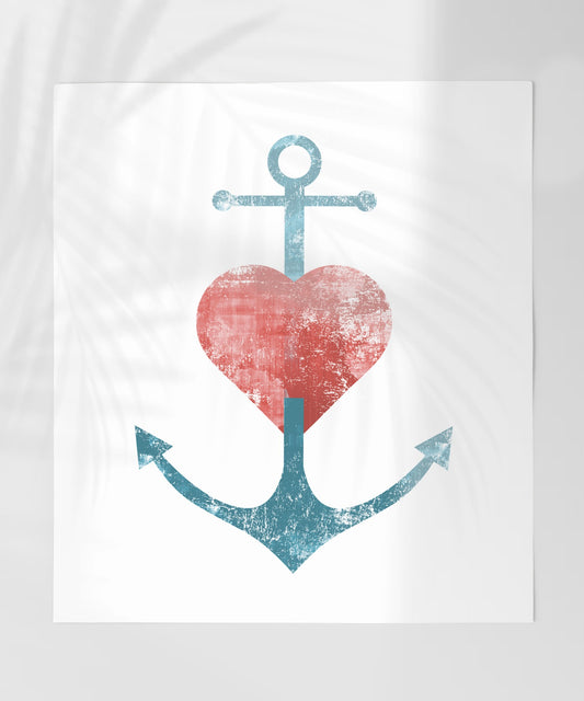 Nautical Anchor Heart Design Art Print Product