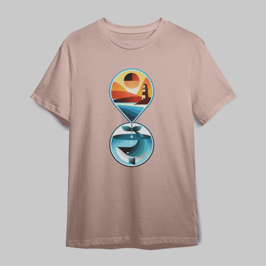 Sunset and Ocean Hourglass Graphic T-Shirt