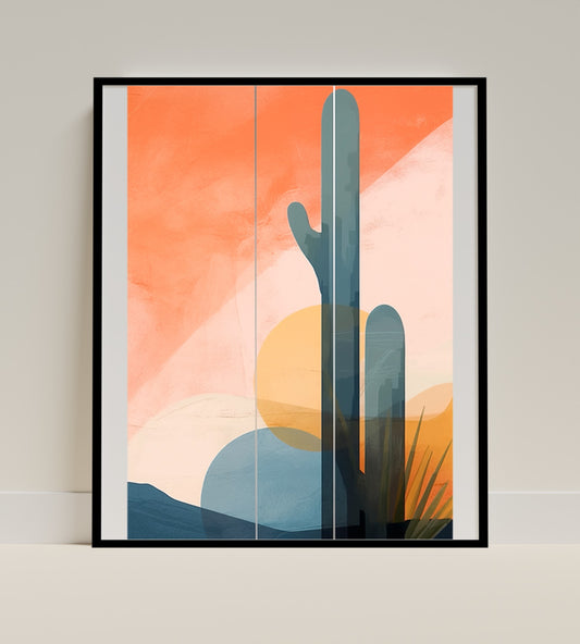 Sunset Desert Abstract Art Print Framed Wall Decor