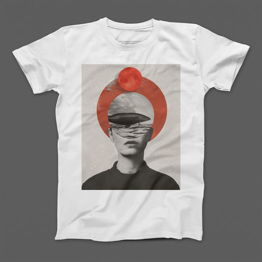 Surreal Artistic Collage Face and Fish Graphic T-Shirt