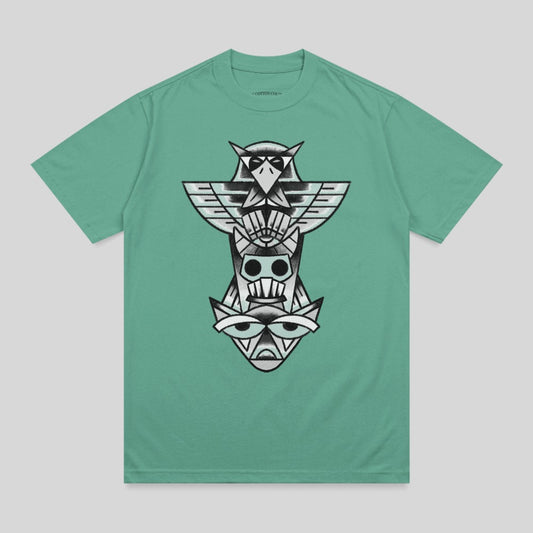 Teal Totem Pole Design Eagle Skull Tribal Faces product type