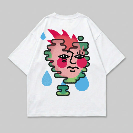 Abstract psychedelic crying facial graphic drops product type
Abstract graphic
Psychedelic design
Crying face art
Unique illustration
Colorful print
Surreal imagery
Droplets motif
Artistic statement
Streetwear graphic
Bold design
Modern art
Expressive face
Vibrant colors
White base
Graphic shirt
Distinctive style
Contemporary art
Visual art
Creative design
Abstract face