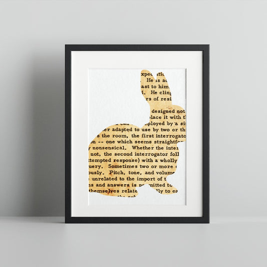 Literary Bunny Silhouette Wall Art Print