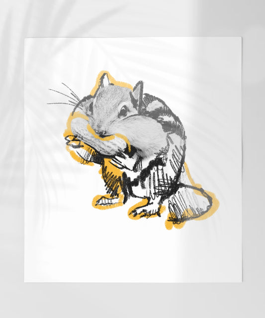 Adorable Chipmunk Illustration Art Print for Home Decor