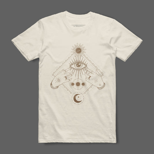 Mystical Eye Sun Moon Graphic Tee Shirt Design