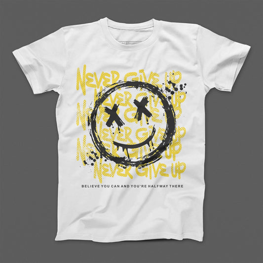 Never Give Up Motivational Graphic T-Shirt