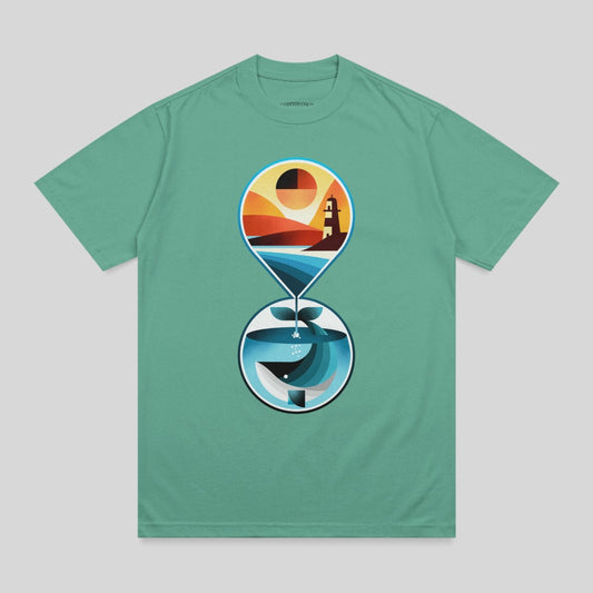 Lighthouse Whale Ocean Sunset Nature Design t-shirt product type