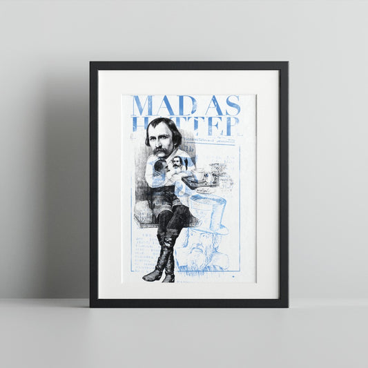 Mad As A Hatter Illustrated Art Print for Home Decor