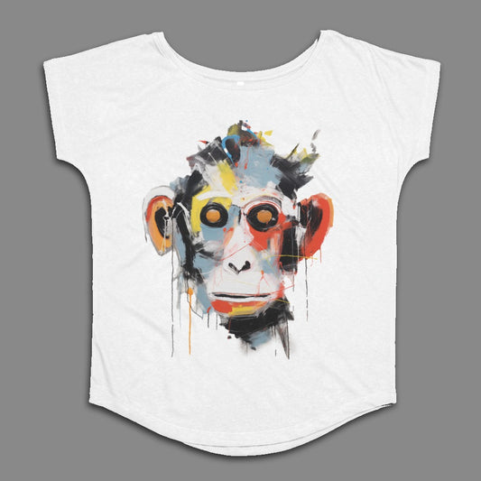 Colorful Abstract Monkey Face Graphic Tee Shirt