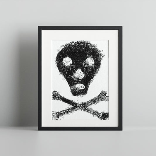 Skull and Crossbones Black and White Print Art Decor