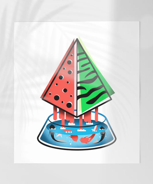 Modern Art Panel Depiction of Watermelon Slice Decor