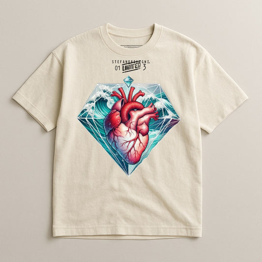 Unique Heart and Diamond Graphic Short Sleeve Shirt