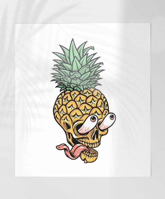 Quirky Pineapple Skull with Eyes Artwork Print