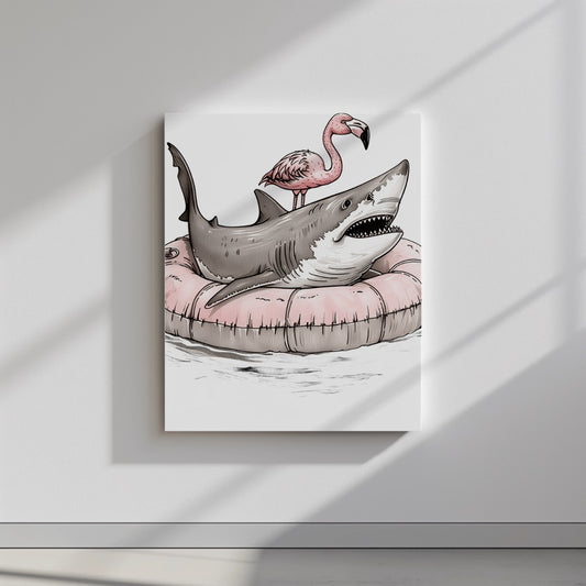 Quadro canvas flamingo-shark