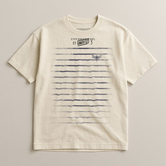 Striped Design Graphic Tee with Limited Edition Print