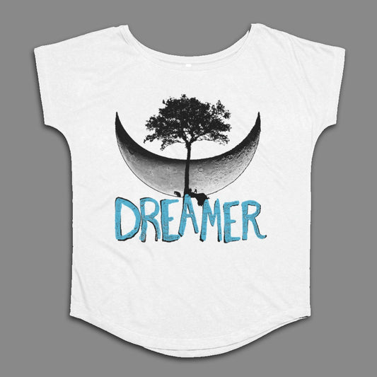 Dreamer Graphic Tee with Moon and Tree Design