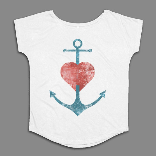 Heart and Anchor Print Design Women's T-Shirt