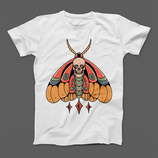 Skull Moth Colorful Graphic Print T-shirt Design