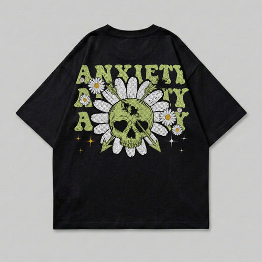 ANXIETY Skull Heart Eyes Daisy Arrows Graphic product type