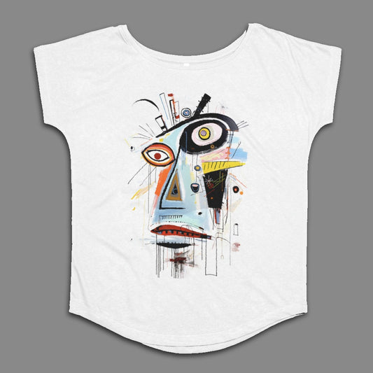 Abstract Face Art White Casual T-shirt Graphic Design