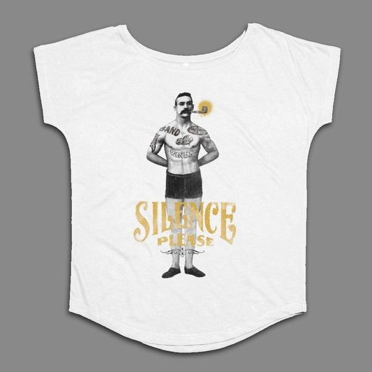 Silence Please Graphic Tee for Vintage Style Enthusiasts