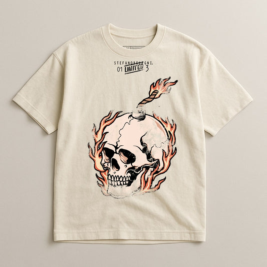 Skull and Flames Graphic Tee Stef Aander G4T 01 Limited Edition